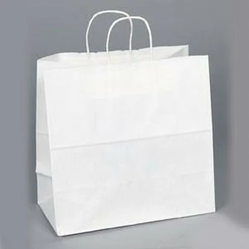 White Kraft Shopping Bags. - 13.00" x 7.00" x 13.00"