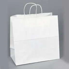 White Kraft Shopping Bags. - 13.00" x 7.00" x 13.00"