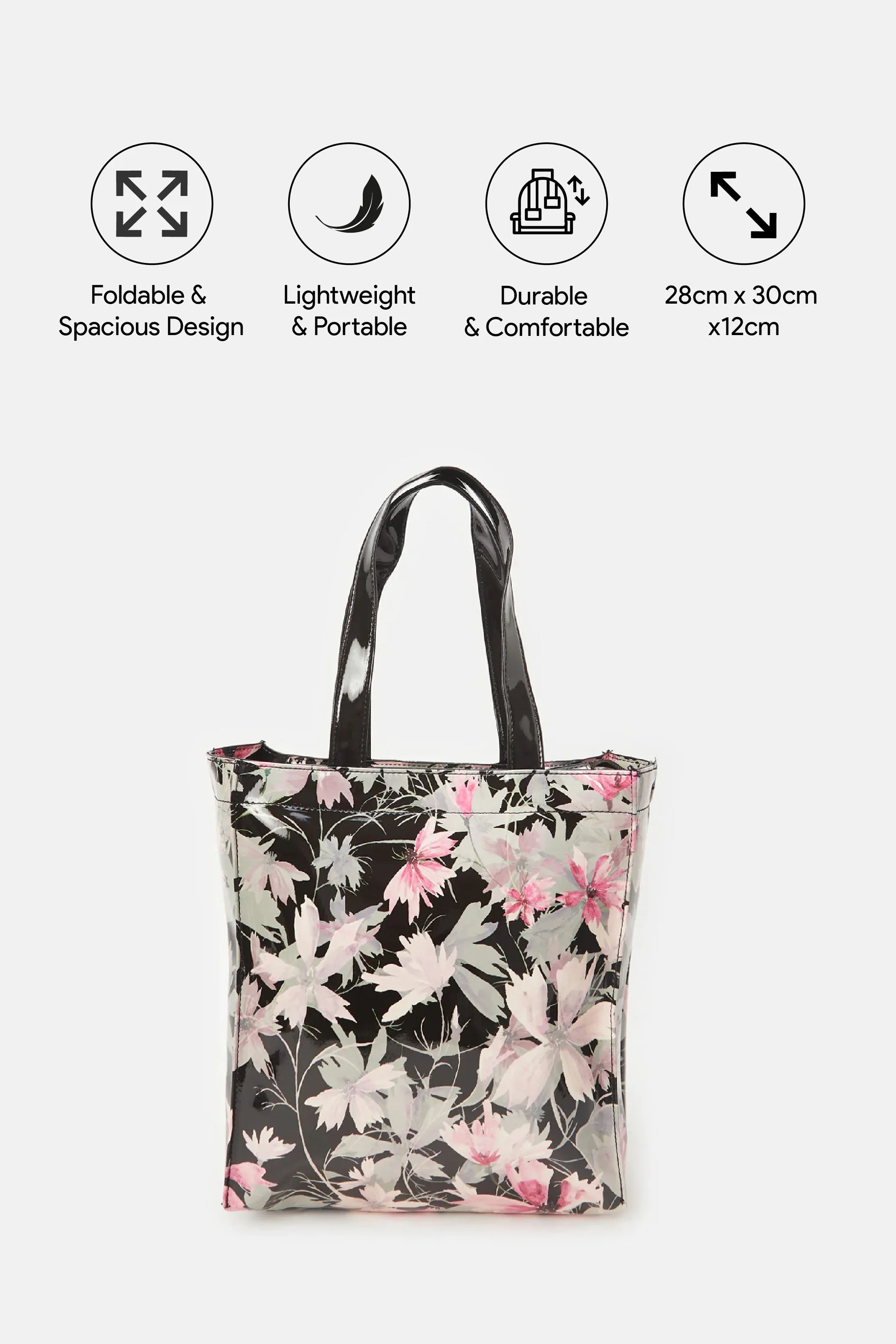 Women Black Printed Shopping Bag