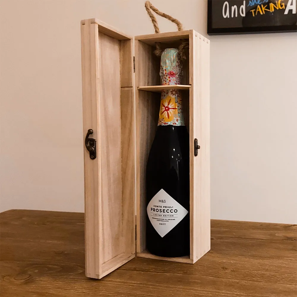 Wooden Wine Box, Paulownia Wood, 35cm x10cm x10cm