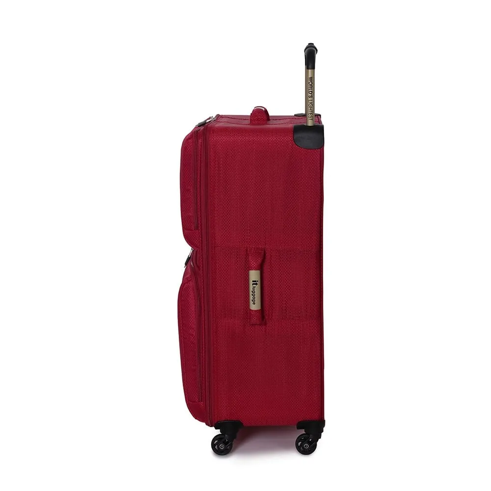 Worlds Lightest 4 Wheel Medium Suitcase- Ribbon Red