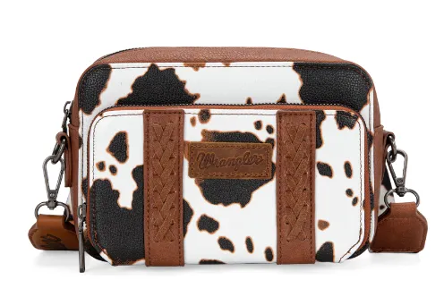 Wrangler Brown Cow Print Crossbody Purse With Wallet WG133-3003BR