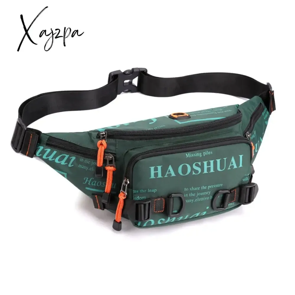 Xajzpa - Men Nylon Waist Pack Belt Bag Running Waterproof Multi-purpose Travel Male Sling Chest Fanny Pack Bum Hip Bags