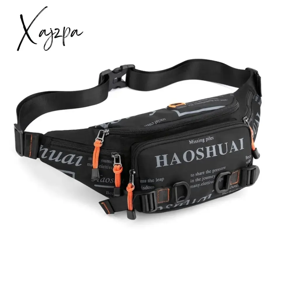 Xajzpa - Men Nylon Waist Pack Belt Bag Running Waterproof Multi-purpose Travel Male Sling Chest Fanny Pack Bum Hip Bags