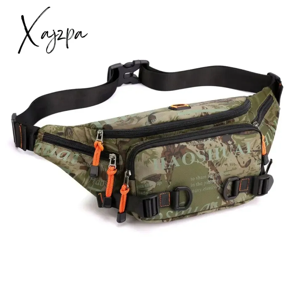 Xajzpa - Men Nylon Waist Pack Belt Bag Running Waterproof Multi-purpose Travel Male Sling Chest Fanny Pack Bum Hip Bags