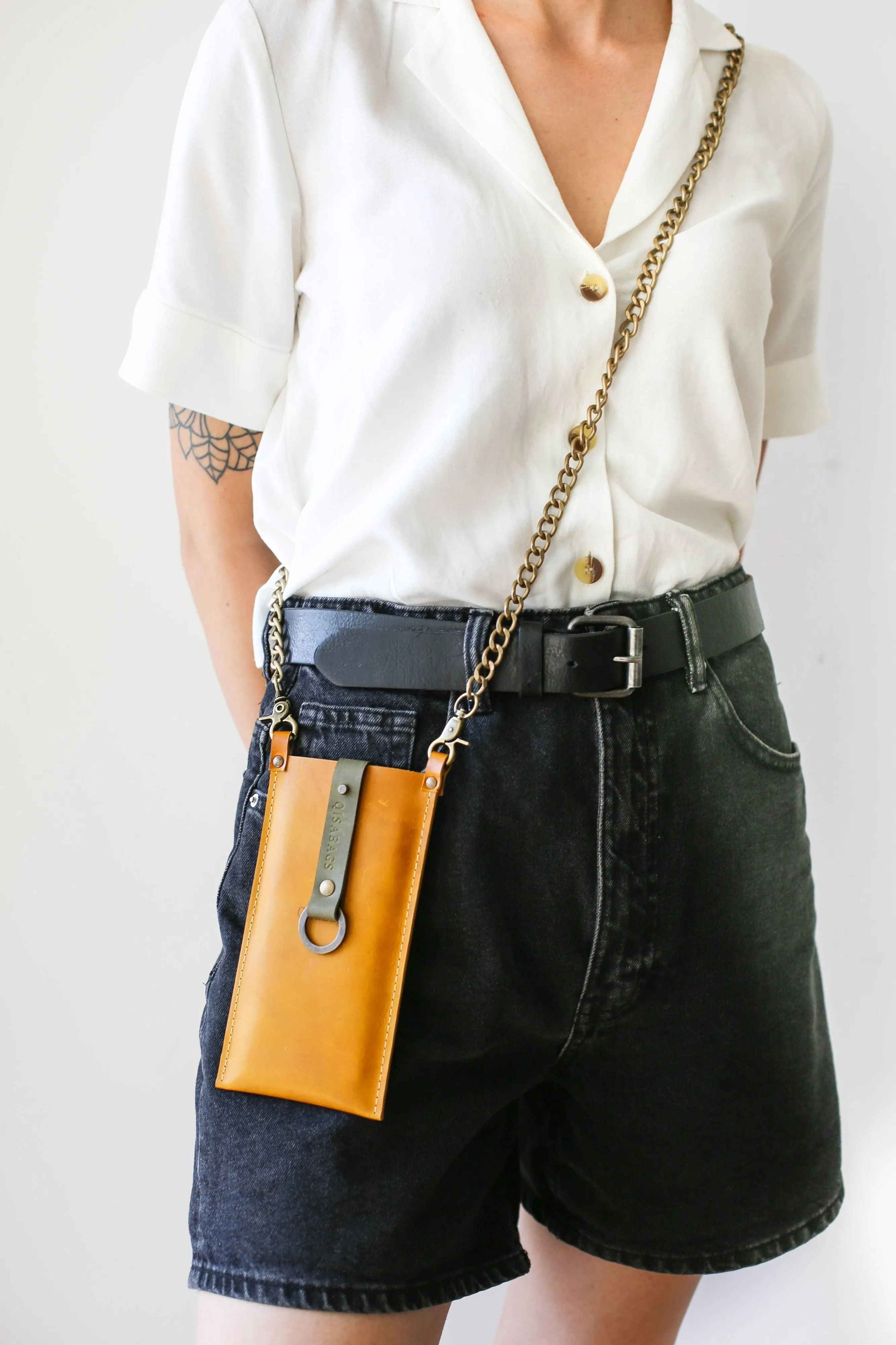 Yellow Leather Phone Bag