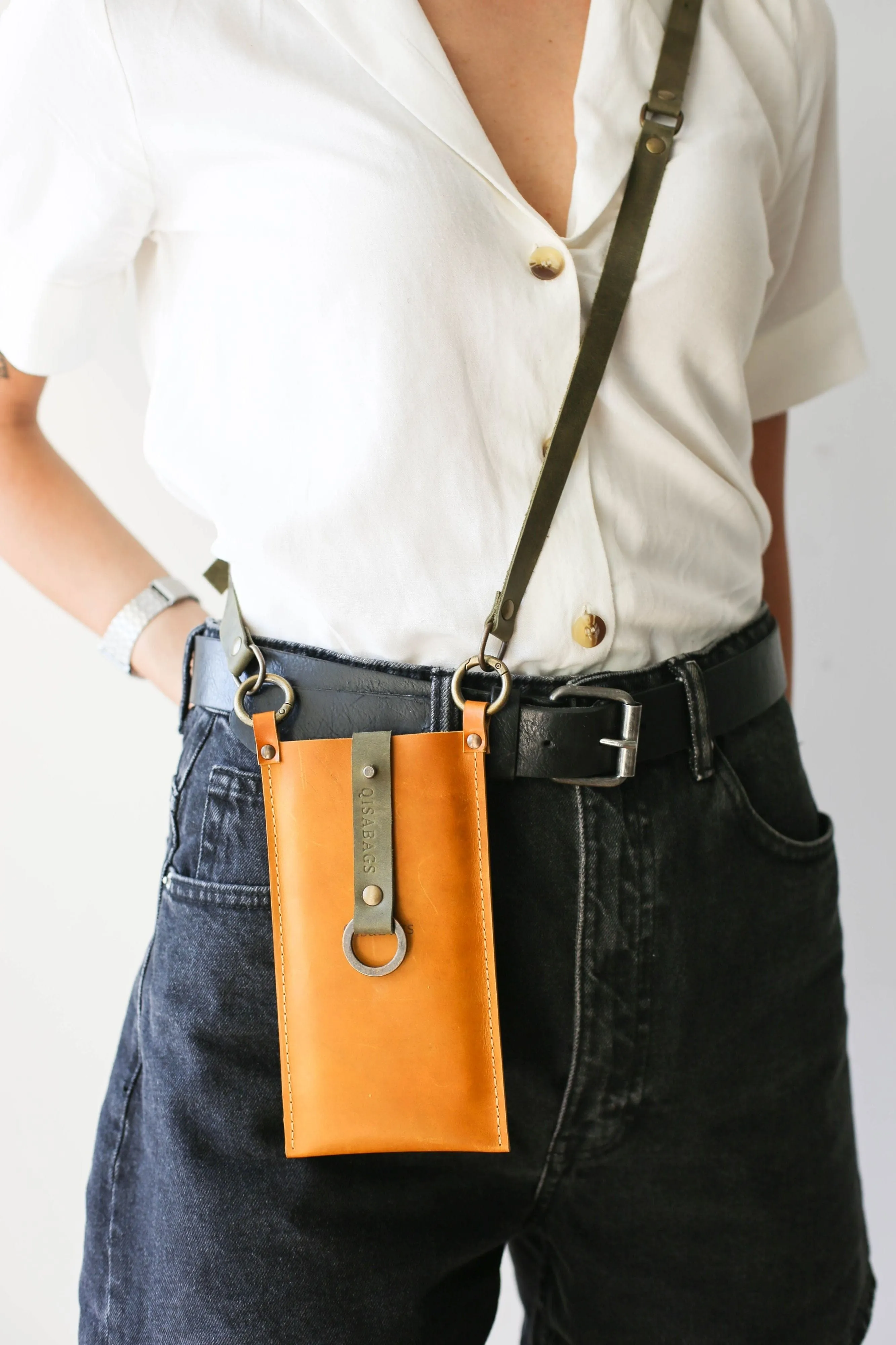 Yellow Leather Phone Bag