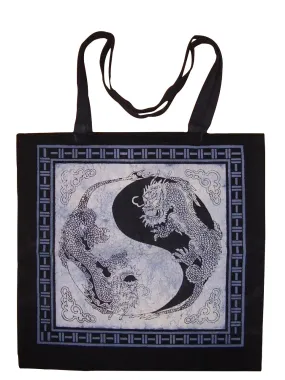 Yin Yang DragonTote Bag School Shopping 18 x 18 Blue